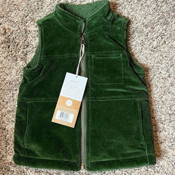 NWT Goumi Kids Spruce Sherpa Corduroy Reversible Vest SZ 2-3T Toddler Green Oute - Picture 1 of 2